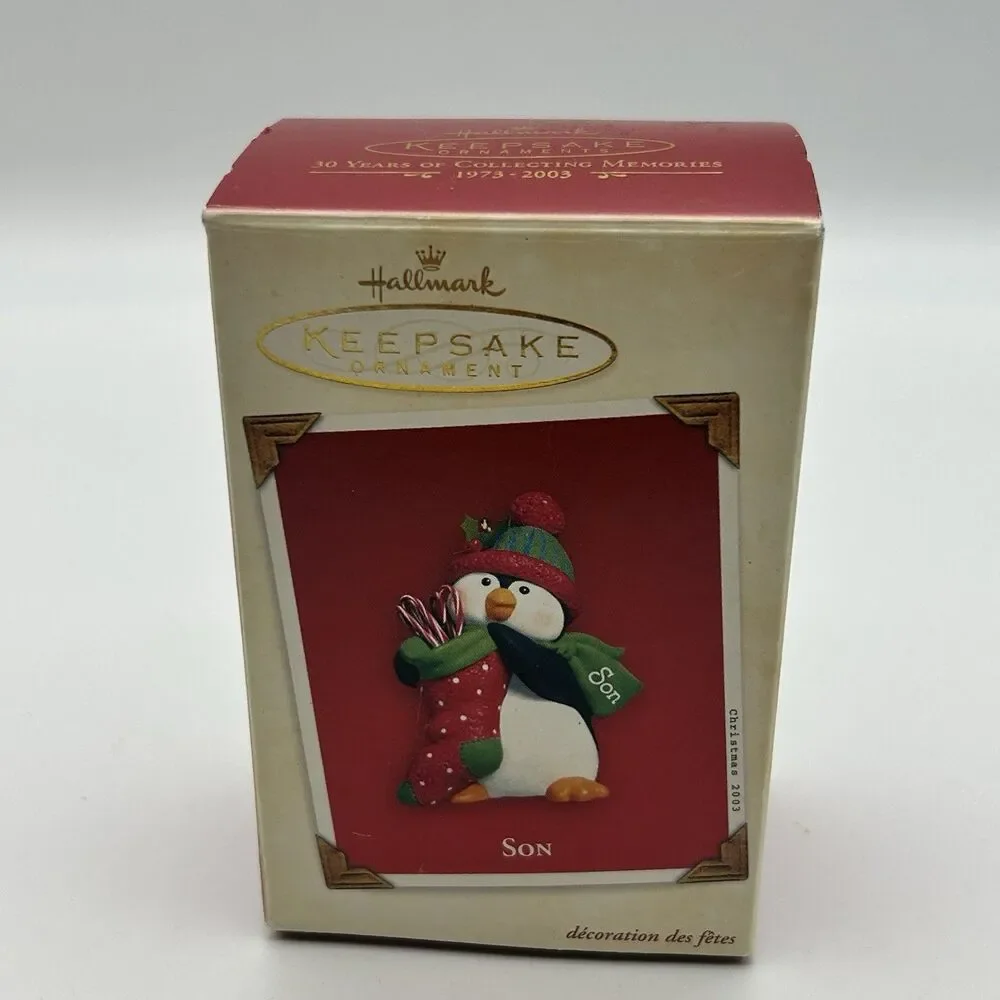 Hallmark Keepsake Ornament Christmas Son Penguin with Stocking Candy Cane 2003